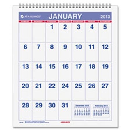 AT-A-GLANCE At-A-Glance AAGPM528 Mini Monthly Wall Calendar; 1PPM; Jan-Dec; 6.5 in. x 7.5 in. AAGPM528